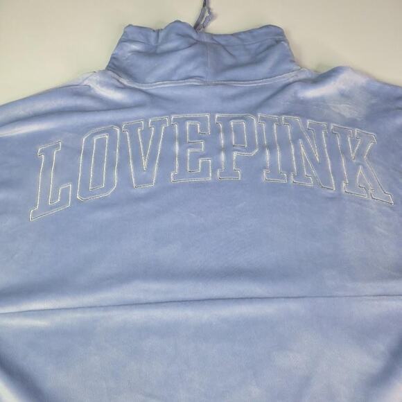 PINK Victoria's Secret Pullover Women's Large Fleece Velour Quarter Zip Pocket - Picture 13 of 16